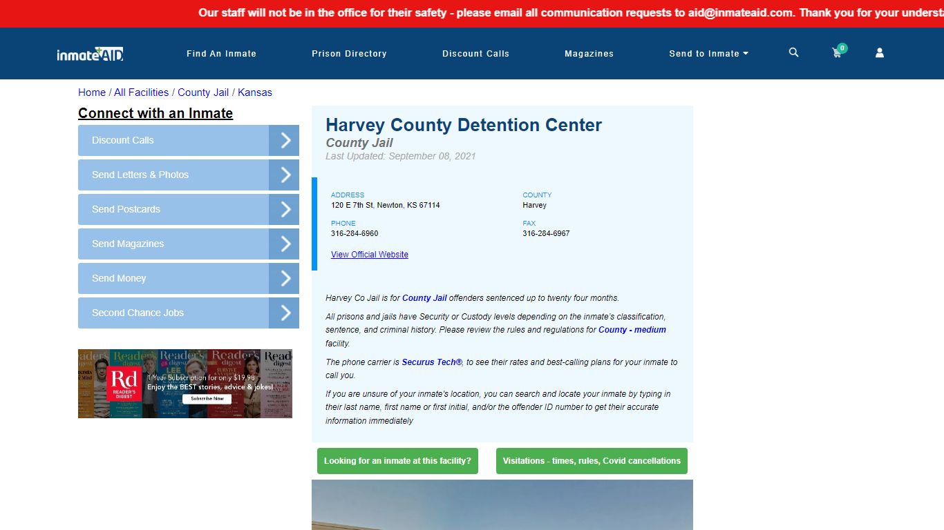 Harvey County Detention Center - Inmate Locator - Newton, KS