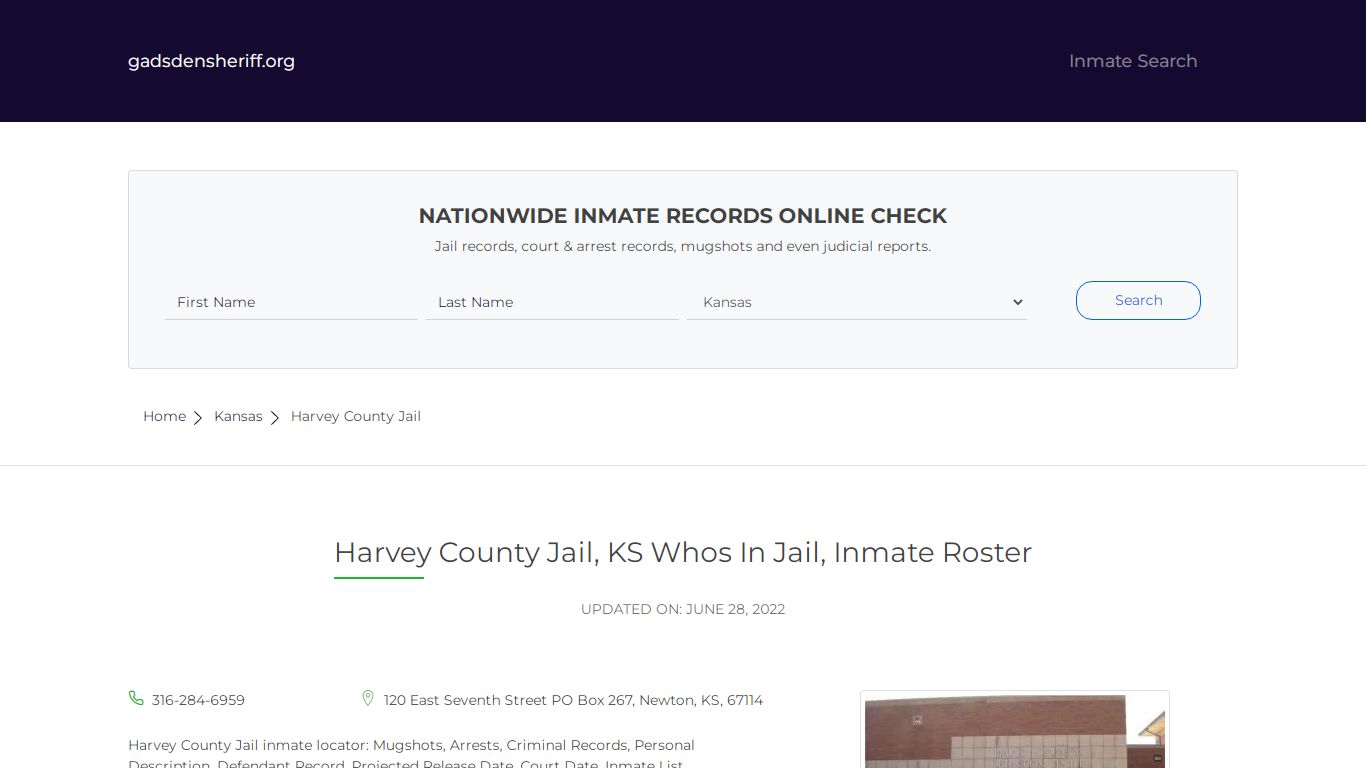 Harvey County Jail, KS Inmate Roster, Whos In Jail